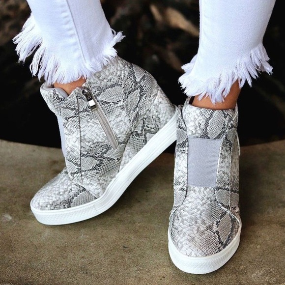PRICE FIRM ▪️ NO OFFERS Zoey Snake Wedge Sneakers - Picture 2 of 6